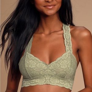 Free People Galloon Racerback Bralette in Moss Green